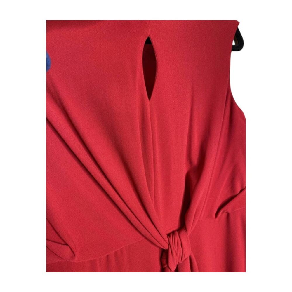 London Times Fit & Flare Crepe Dress Scarlet Red Peep Below Knee Size 8 NWT - Picture 3 of 7